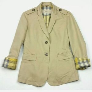Burberry Brit Tan Ramie Blend Nova Blazer Jacket 6